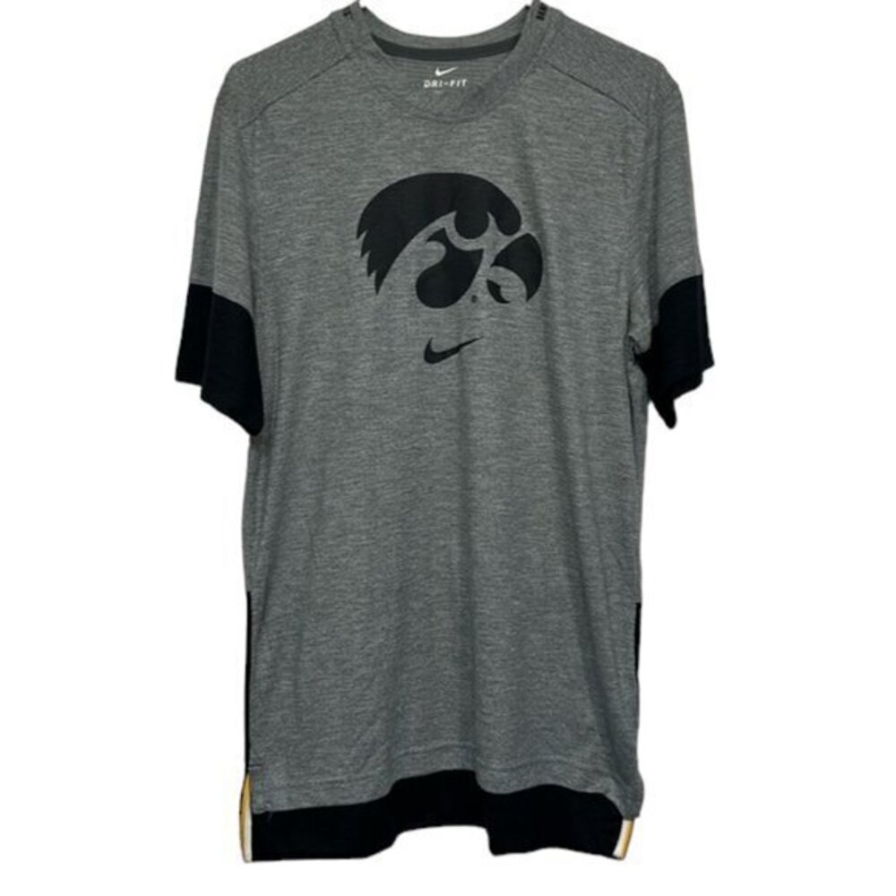 Men's Nike Hawkeyes Gray & Black Dri-Fit Pullover Graphic Swoosh Shirt Size Med